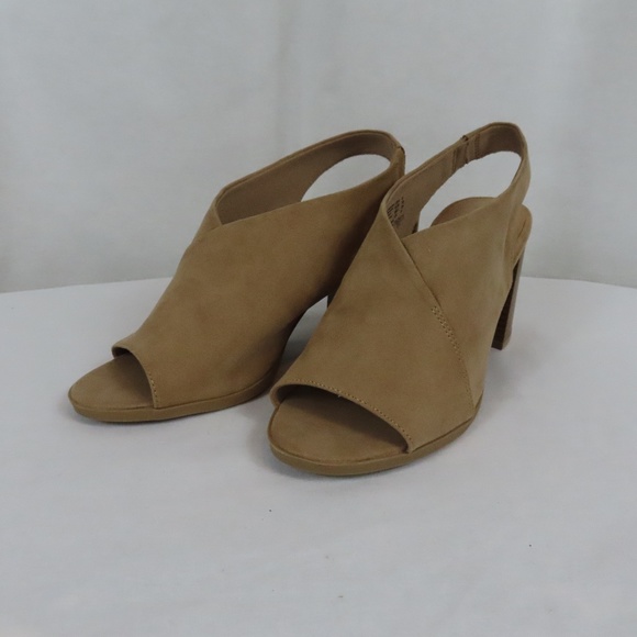 Dexflex Tilda Comfort Suede Tan Open Toe Block Heel Shoe Sz. 8 - Picture 3 of 8